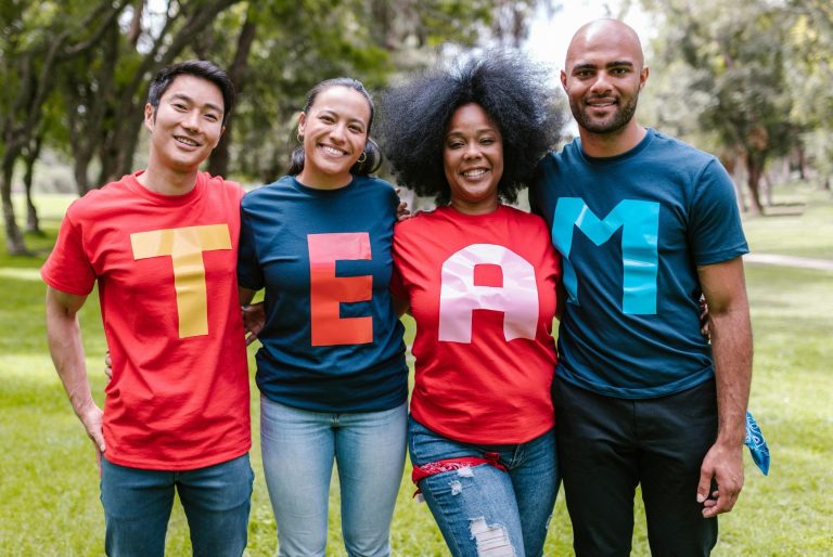 A group with T-shirts reading 'Team'